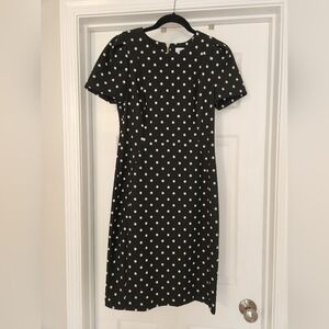 Calvin Klein Black Dress with White Polka Dots, Business, Cocktail - Size 8